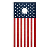 cornhole game set bean bag toss flag white blue red