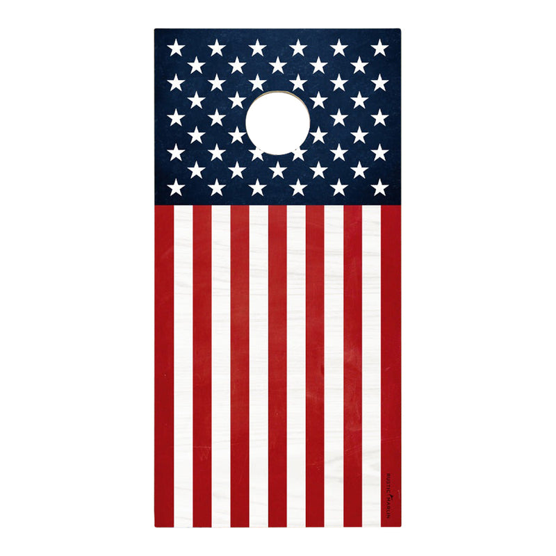 cornhole game set bean bag toss flag white blue red