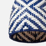 faux wicker woven pendant blue white 