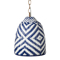 faux wicker woven pendant blue white