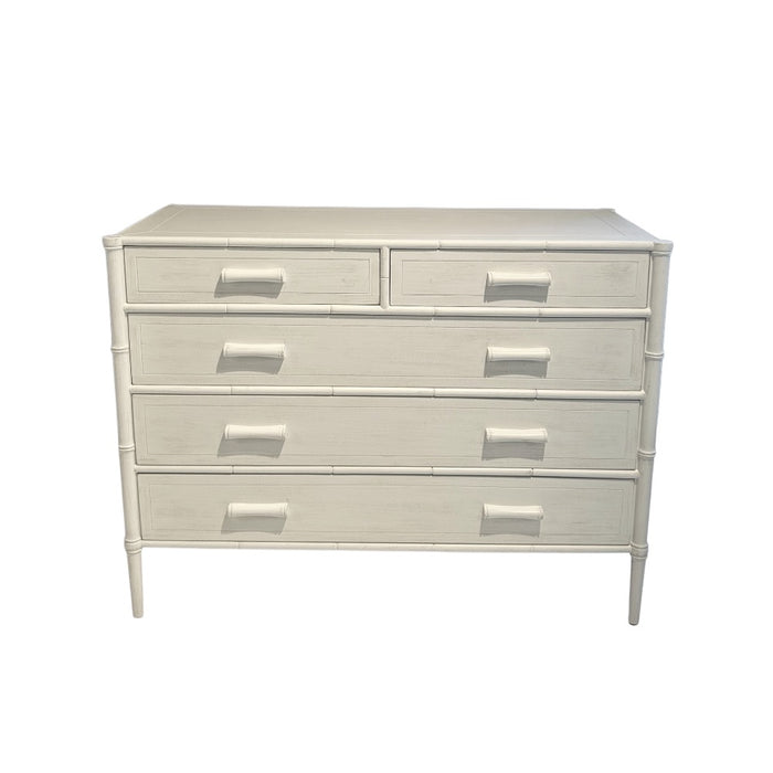 five drawer painted chest hardwood solids tarnished brass hardware