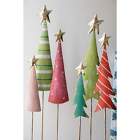 2 trio Christmas Trees whimsical colorful