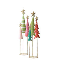 2 trio Christmas Trees whimsical colorful