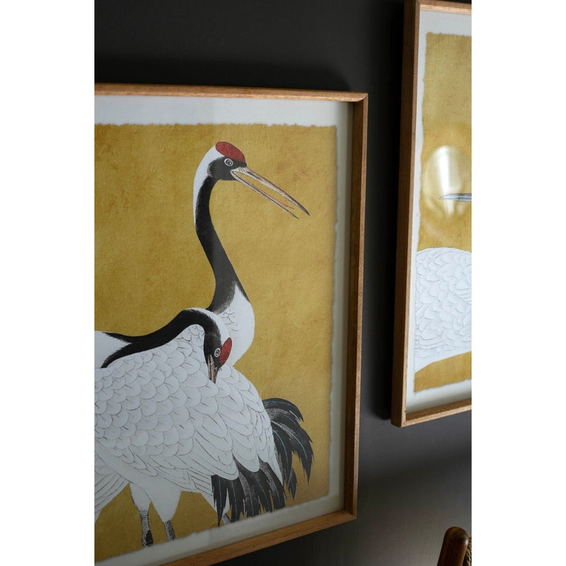 black white red heron prints framed set of two
