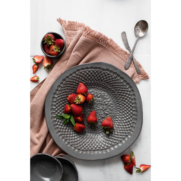 ceramic platter handmade white gray 