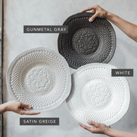 ceramic platter handmade white gray 