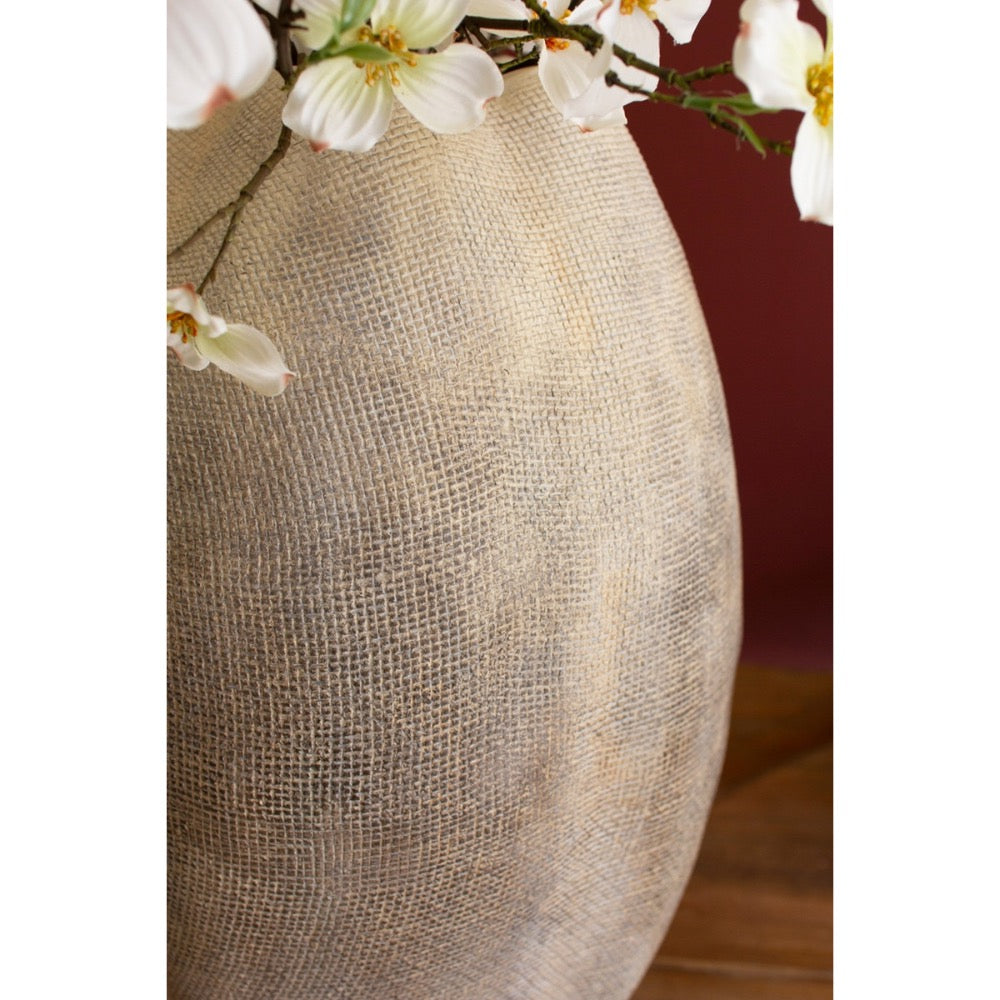 tall cream faux ceramic scalloped vase