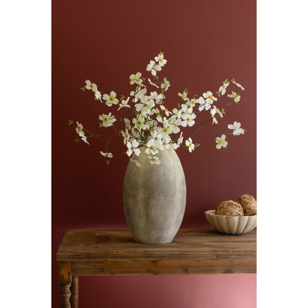 tall cream faux ceramic scalloped vase