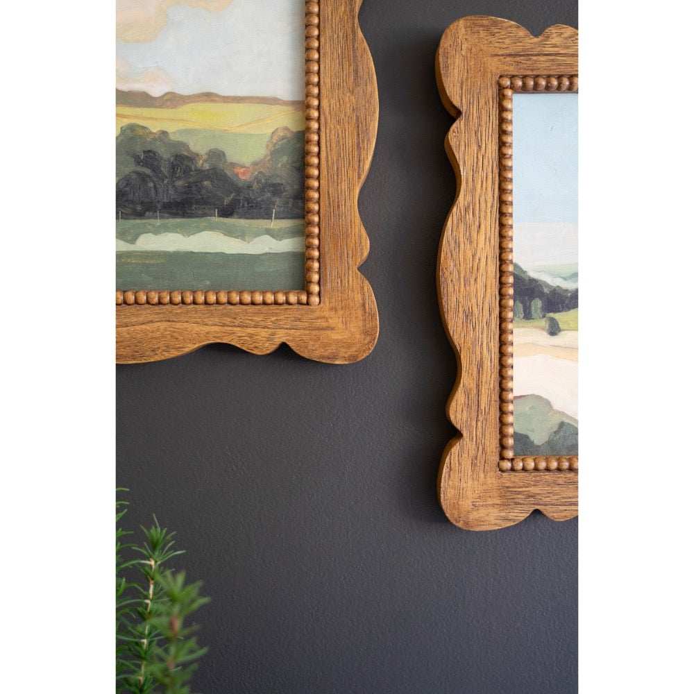 set of 2 natural wood framed landscape prints