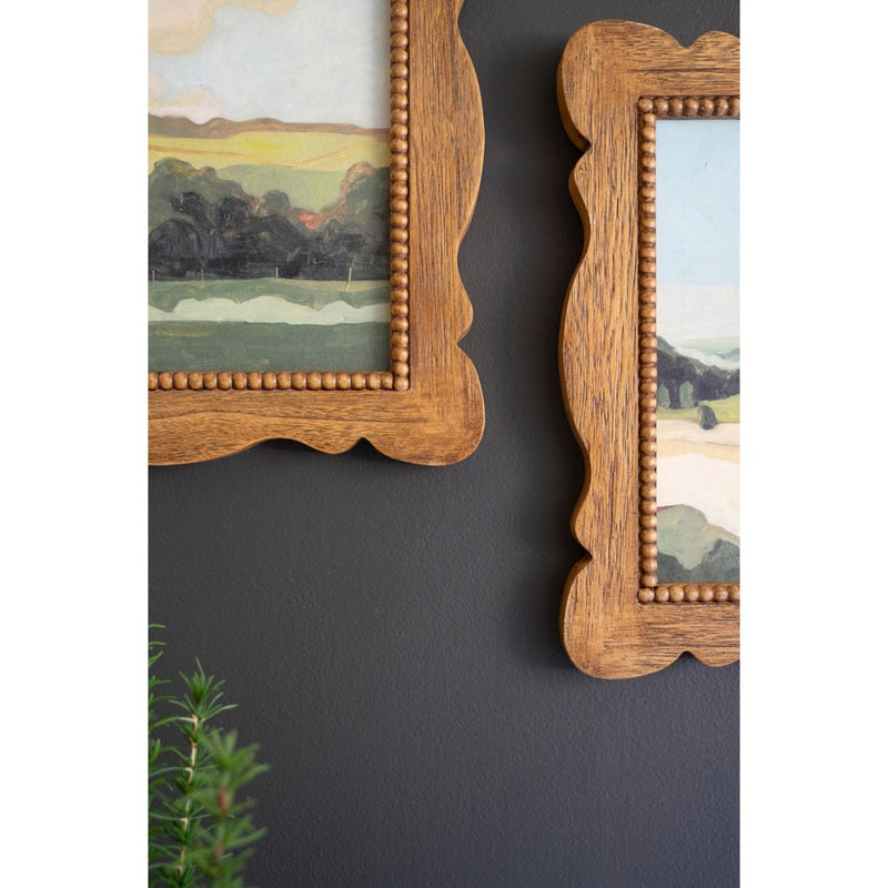 set of 2 natural wood framed landscape prints
