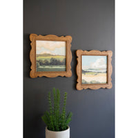 set of 2 natural wood framed landscape prints