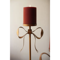 antique brass pillar candle holder bow set
