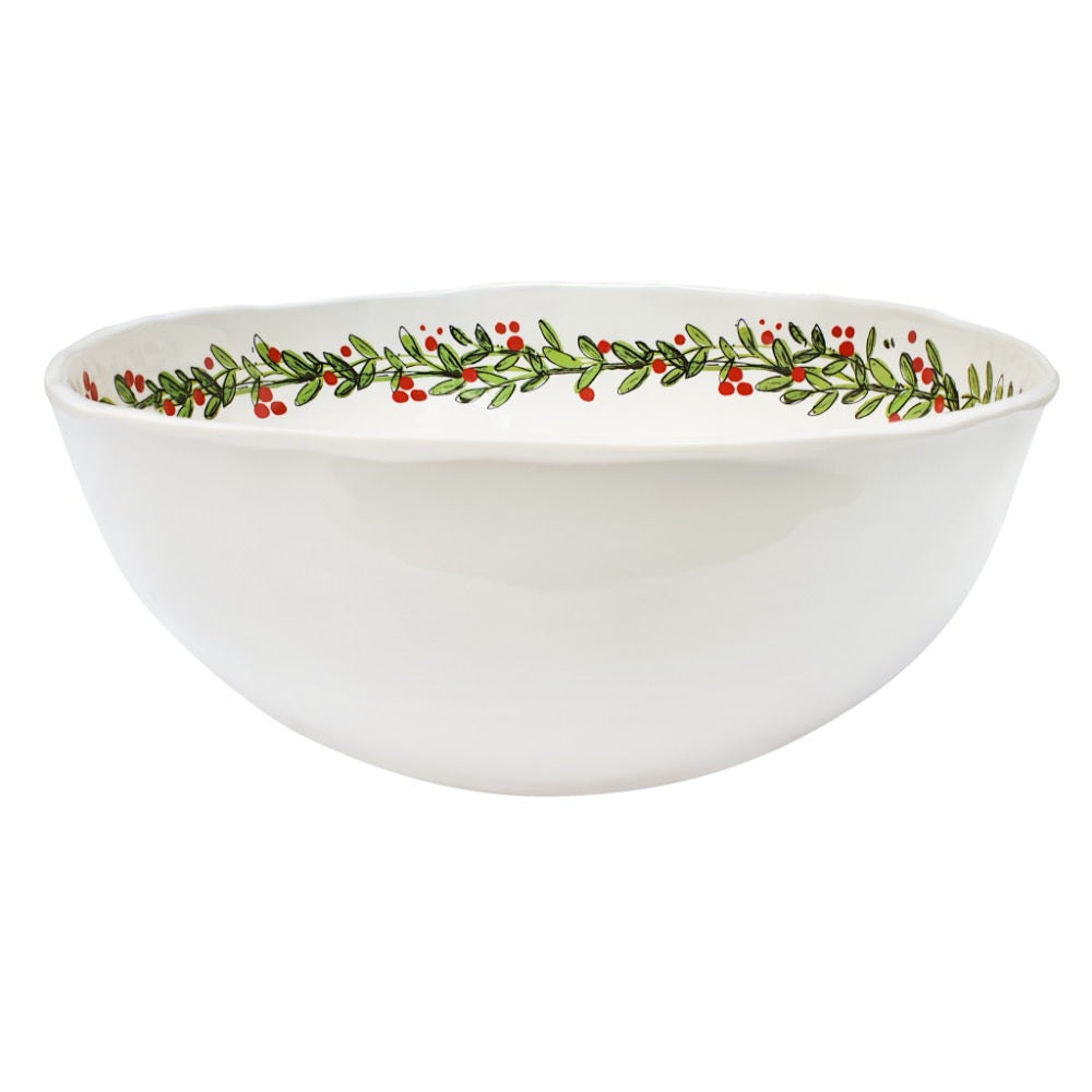 melamine medium christmas wreath bowl red green