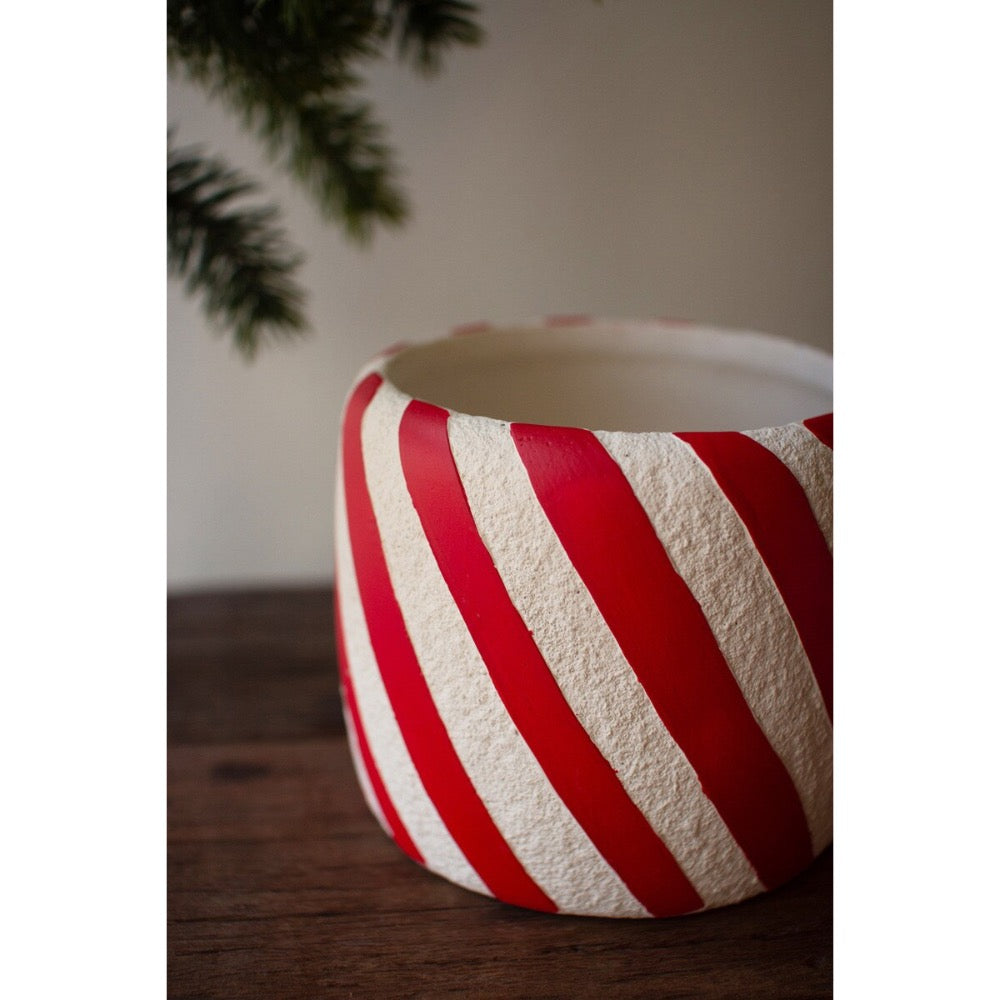 red white striped candy cane planter set holiday decor 