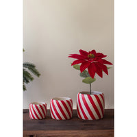 red white striped candy cane planter set holiday decor 