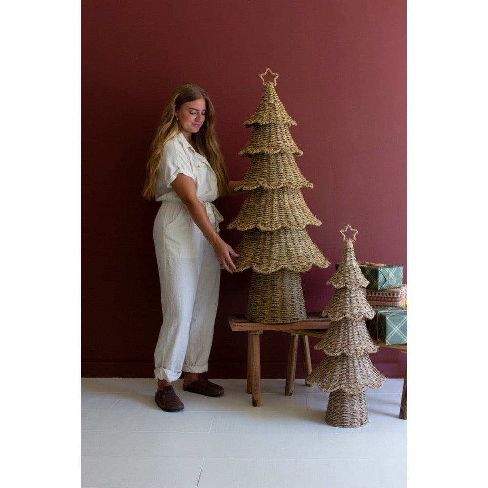tan natural fiber woven Christmas tree 2