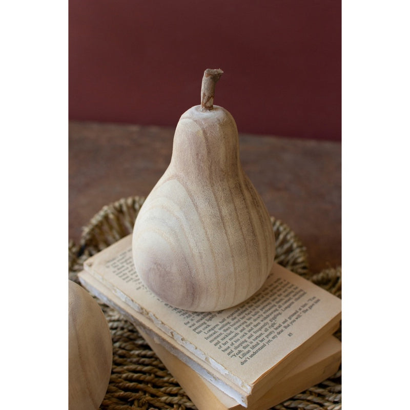 carved apple pear wood set decor