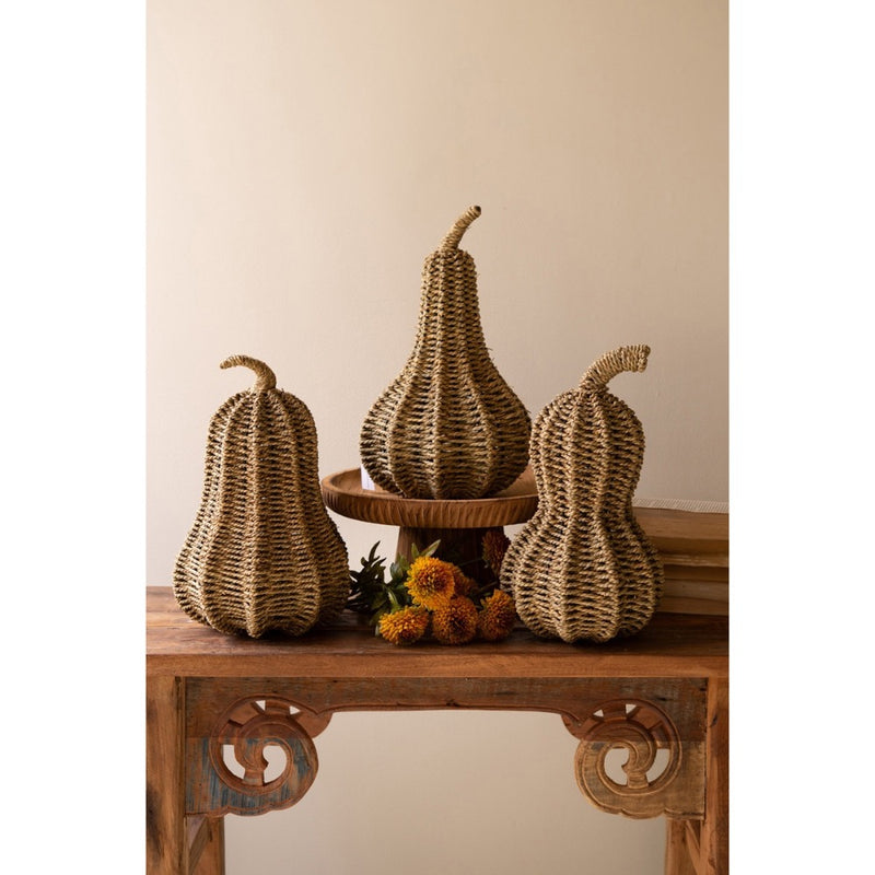 three woven wine gourds natural autumn decor