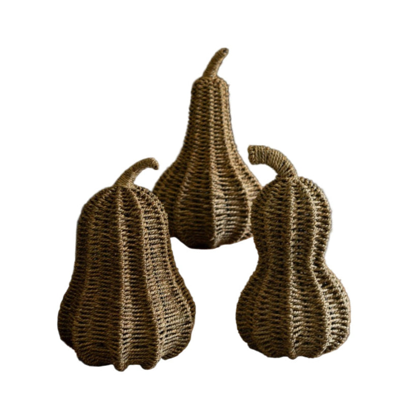 three woven wine gourds natural autumn decor
