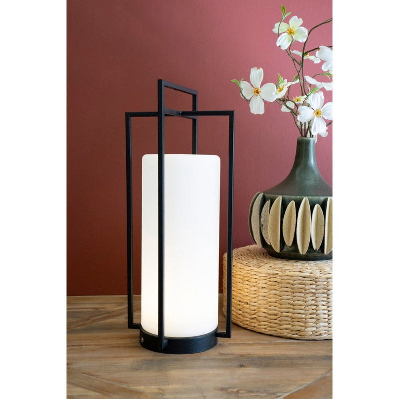 tall textured black metal led lantern