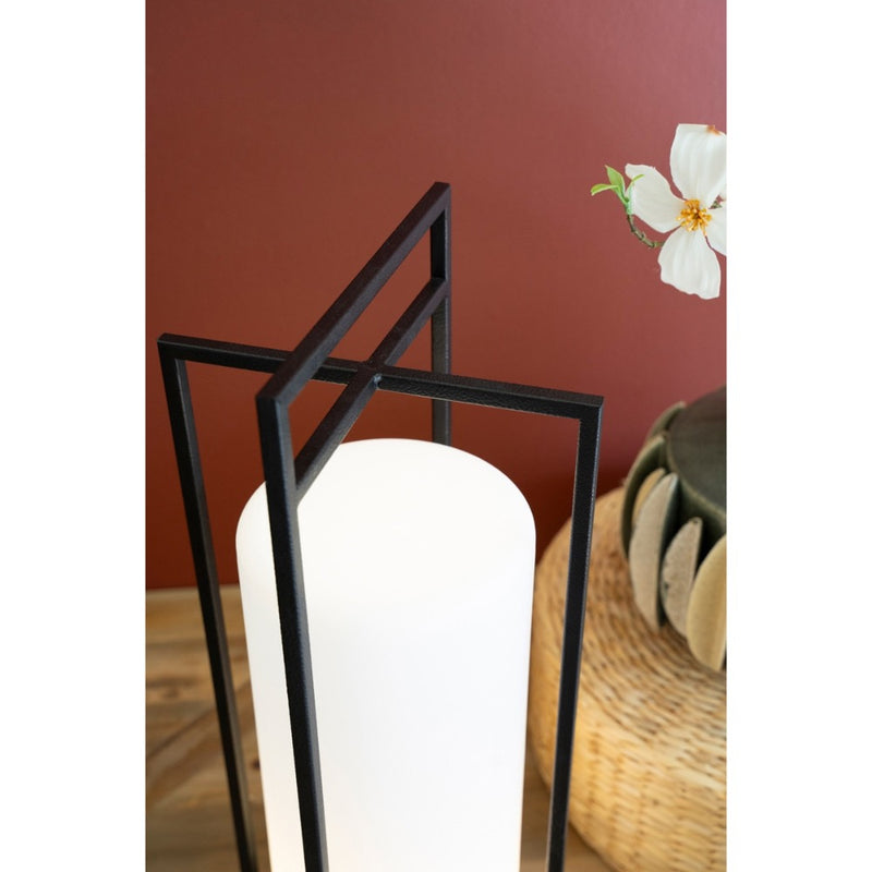 tall textured black metal led lantern