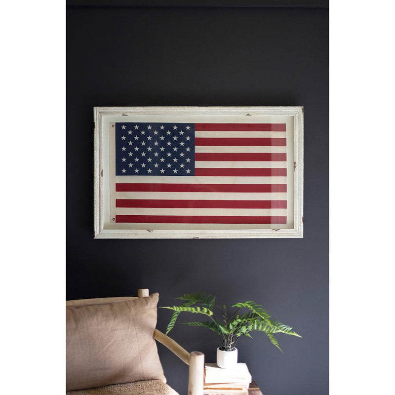 red white blue american flag framed