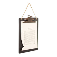 chalkboard photo note clip holder black tan rope hanger