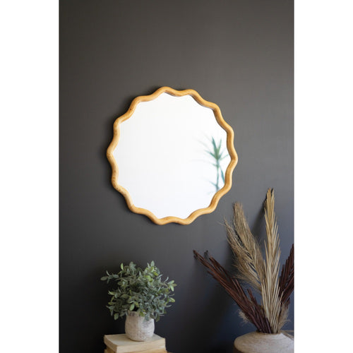 wiggle light wood circle framed mirror 