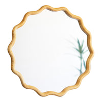 wiggle light wood circle framed mirror 