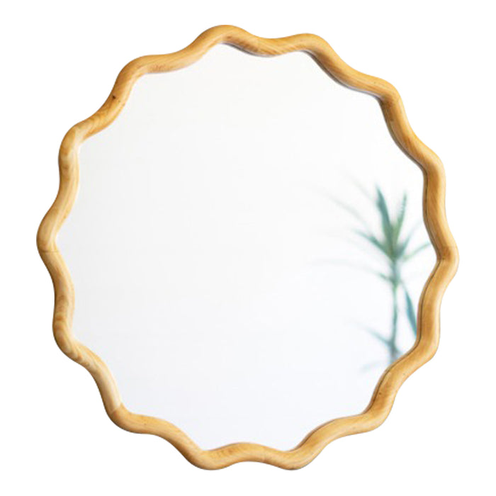 wiggle light wood circle framed mirror 