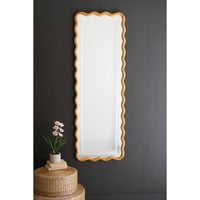 large wooden natural squiggle rectangle framed mirror