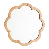 woven cane flower shaped framed mirror