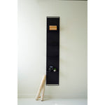 tall black metal four tiered wall shelf