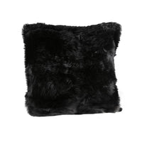 Sheepskin Square Pillow Cushion - Longwool Black