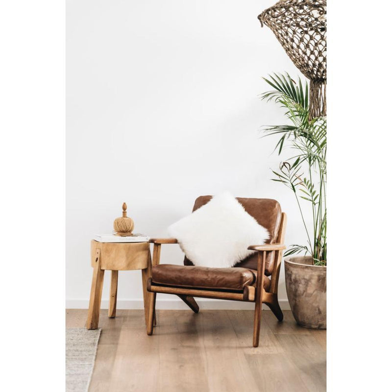 Sheepskin Square Pillow Cushion - Longwool Ivory