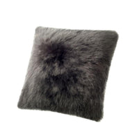 Sheepskin Square Pillow Cushion - Longwool steel grey