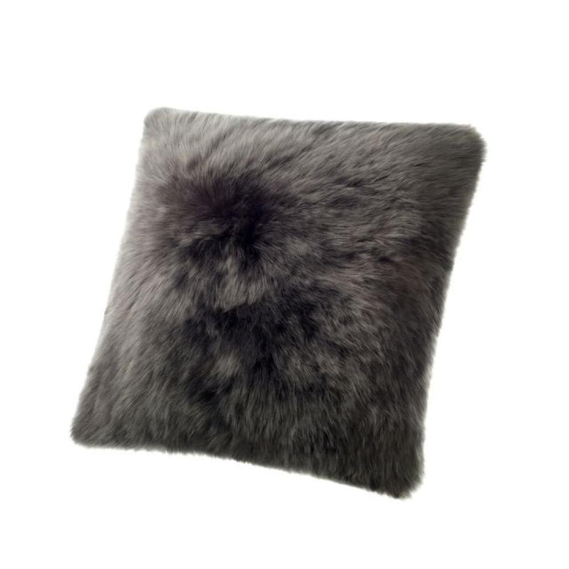 Sheepskin Square Pillow Cushion - Longwool steel grey