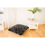 Longwool sheepskin floor cushion steel grey