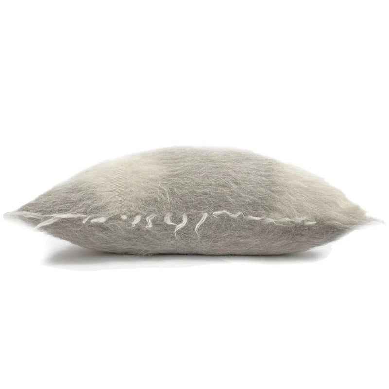 large grey ivory wool decorative pillow 35" square