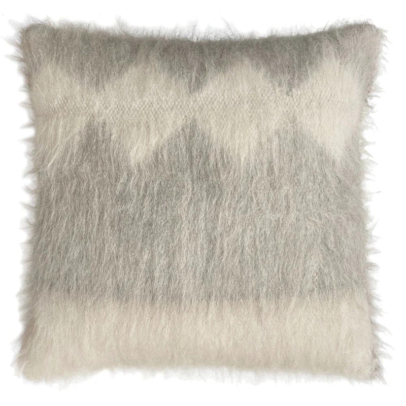 large grey ivory wool decorative pillow 35" square