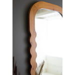 full length floor mirror wavy edge wood neutral
