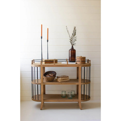Wooden Shelving Unit / Console Table - Oval - 3-Tiered