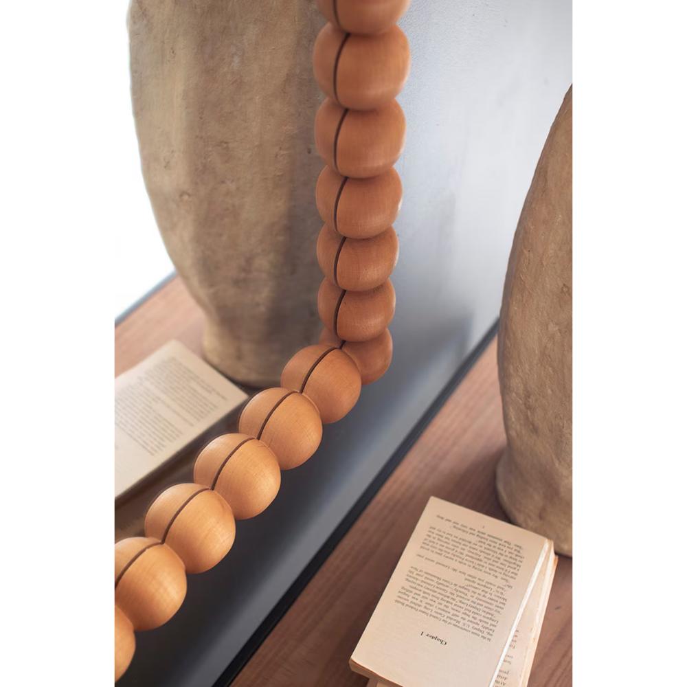 wooden ball detail arched mirror