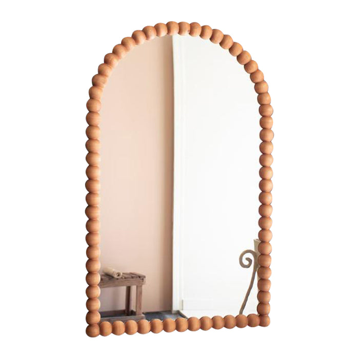 wooden ball detail arched mirror