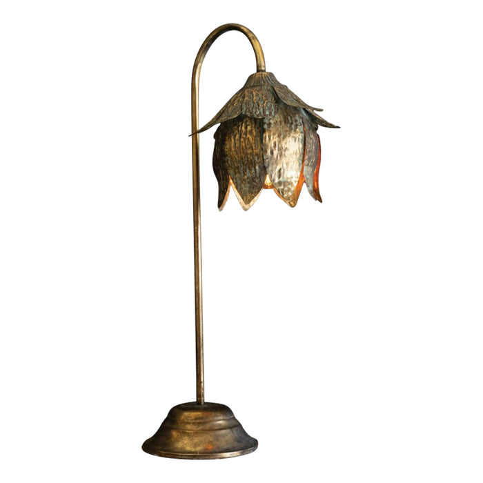 An Antique Brass Tulip Table Lamp by Kalalou 