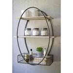 Oval Metal + Wood Wall Shelf