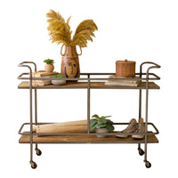 wood iron rolling bar cart shelves 