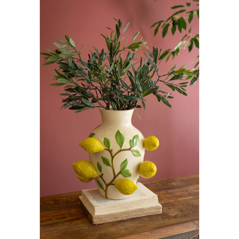 white yellow lemon vase ceramic large