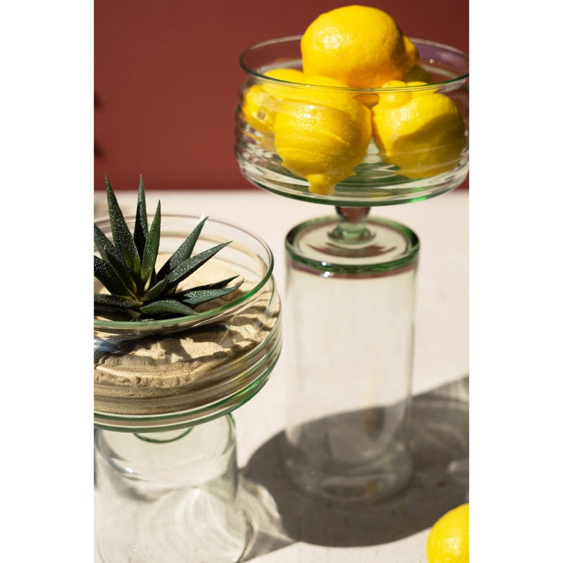 reversible glass compotes set of 2 glass