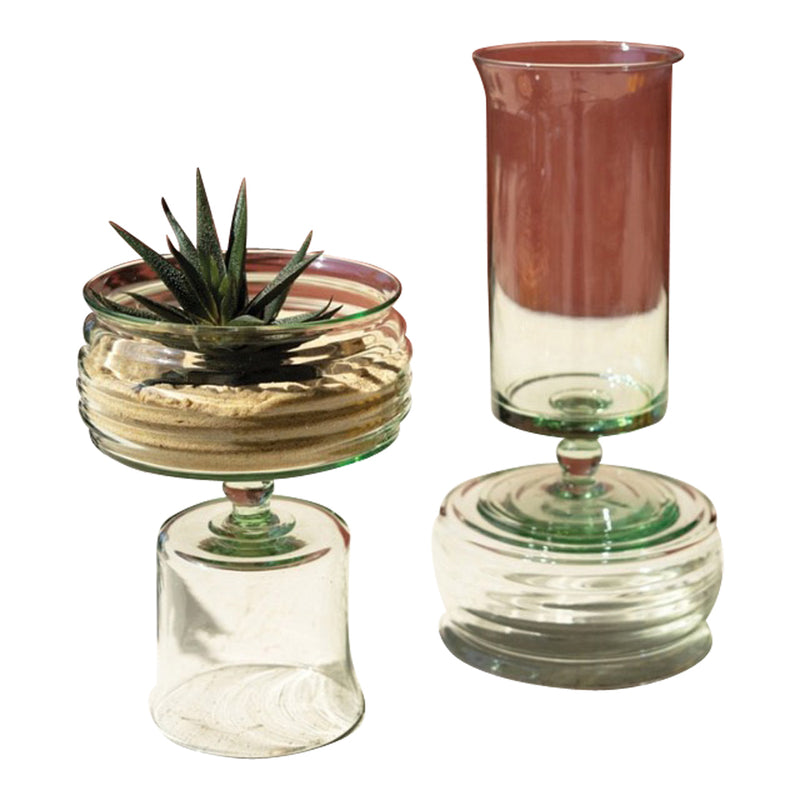 reversible glass compotes set of 2 glass